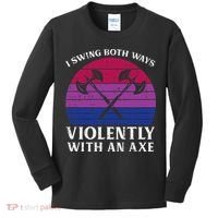 Bisexual I Swing Both Ways Axe Bi Pride Flag Lgbtq Kids Long Sleeve Shirt thumb 0