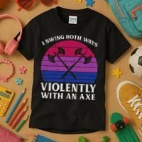Bisexual I Swing Both Ways Axe Bi Pride Flag Lgbtq Kids T-Shirt thumb 3