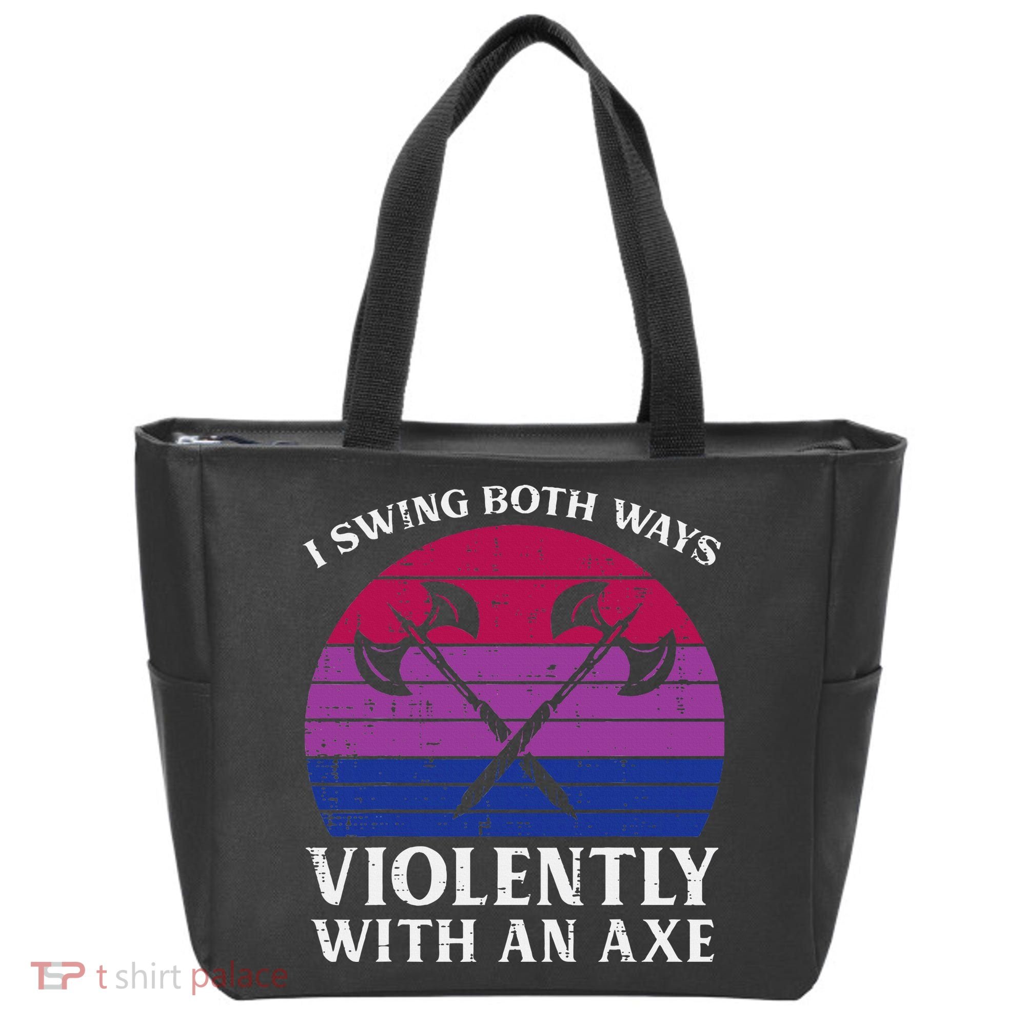 Bisexual I Swing Both Ways Axe Bi Pride Flag Lgbtq Tote Bag