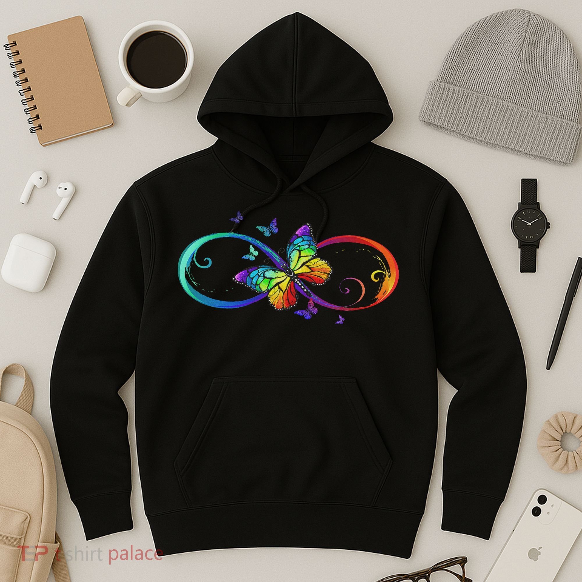 Butterfly Infinity Symbol Art Autism Awareness Neurodiverse Hoodie