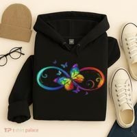 Butterfly Infinity Symbol Art Autism Awareness Neurodiverse Hoodie thumb 4