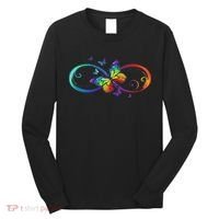 Butterfly Infinity Symbol Art Autism Awareness Neurodiverse Long Sleeve Shirt thumb 0