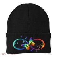 Butterfly Infinity Symbol Art Autism Awareness Neurodiverse Beanie thumb 0