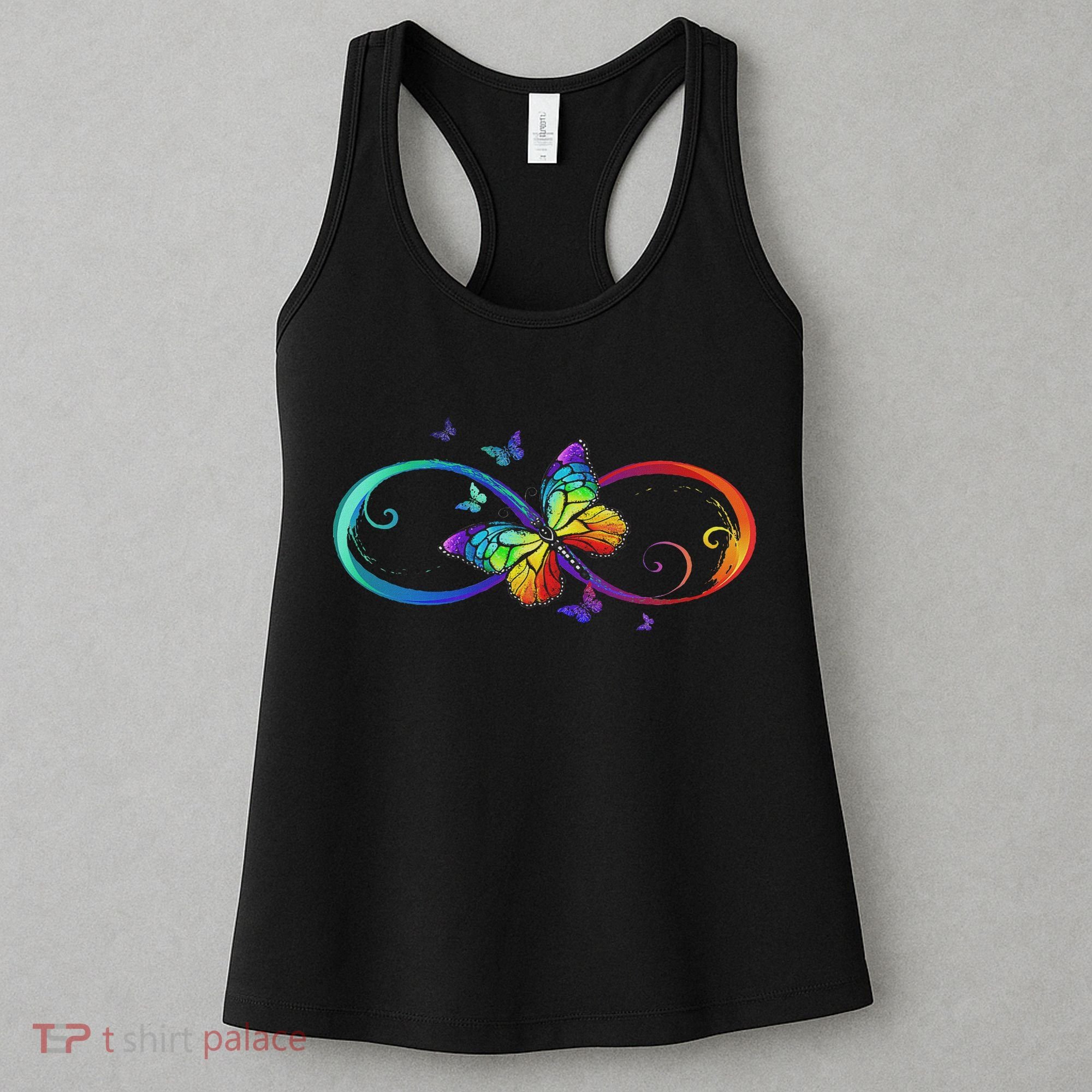 Butterfly Infinity Symbol Art Autism Awareness Neurodiverse Women's Tank Top