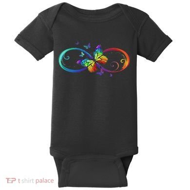 Butterfly Infinity Symbol Art Autism Awareness Neurodiverse Baby Bodysuit