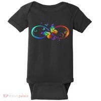 Butterfly Infinity Symbol Art Autism Awareness Neurodiverse Baby Bodysuit thumb 0