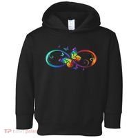 Butterfly Infinity Symbol Art Autism Awareness Neurodiverse Toddler Hoodie thumb 0