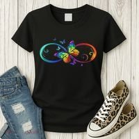 Butterfly Infinity Symbol Art Autism Awareness Neurodiverse Women's T-Shirt thumb 3