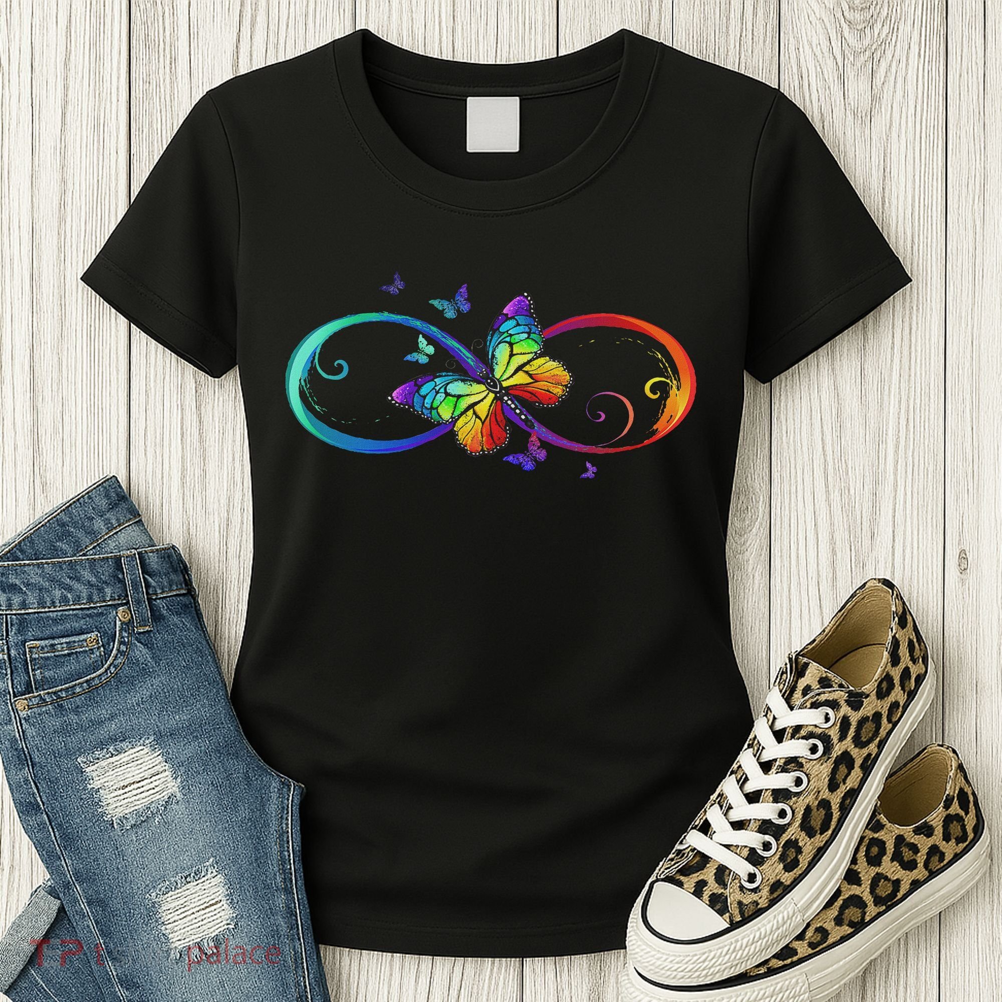 Butterfly Infinity Symbol Art Autism Awareness Neurodiverse Women's T-Shirt