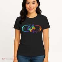 Butterfly Infinity Symbol Art Autism Awareness Neurodiverse Women's T-Shirt thumb 4