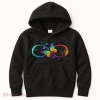 Butterfly Infinity Symbol Art Autism Awareness Neurodiverse Kids Hoodie thumb 0