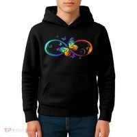 Butterfly Infinity Symbol Art Autism Awareness Neurodiverse Kids Hoodie thumb 4