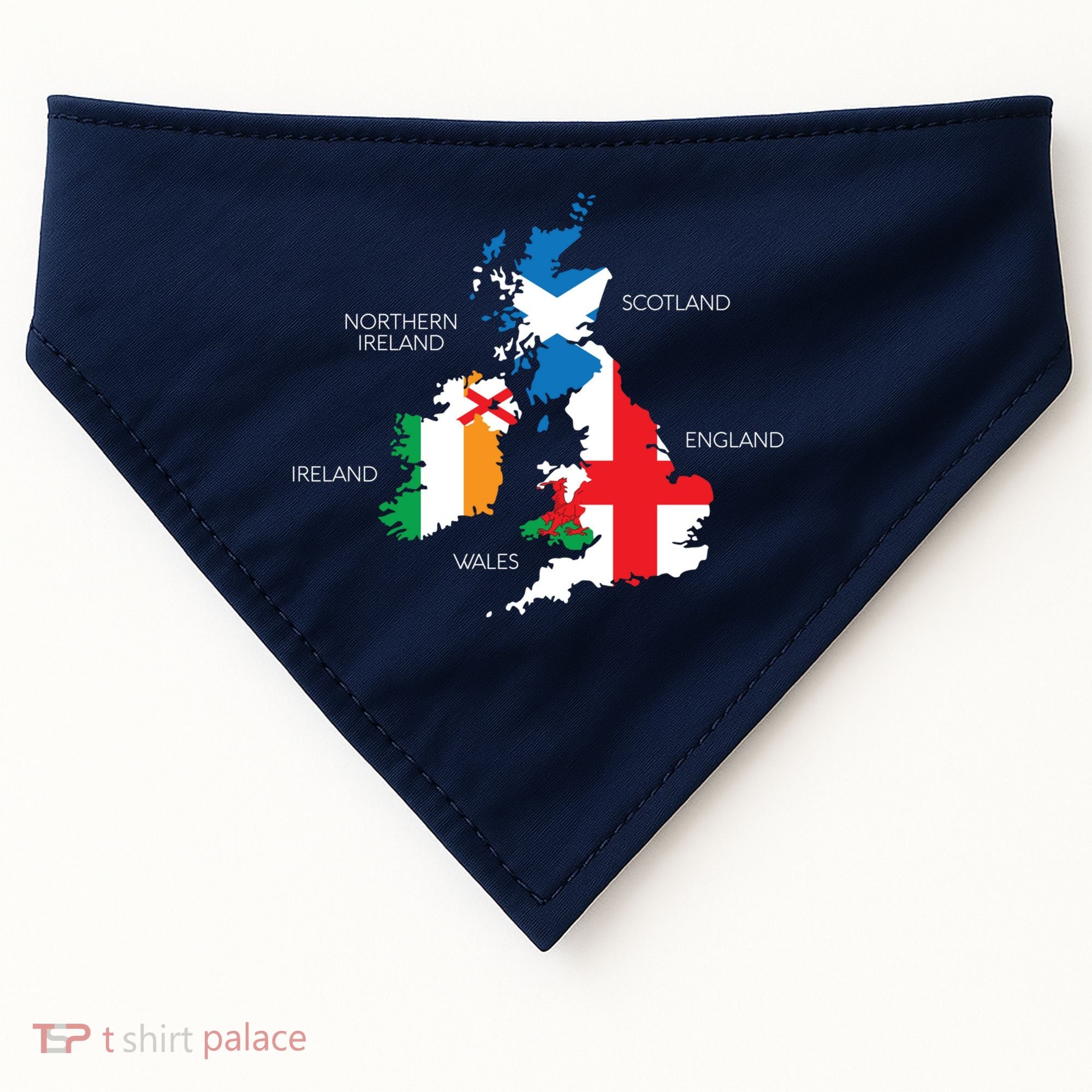 British Isles Sea Ireland Scotland Wales England Map Coins USA-Made Doggie Bandana