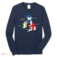 British Isles Sea Ireland Scotland Wales England Map Coins Long Sleeve Shirt thumb 0