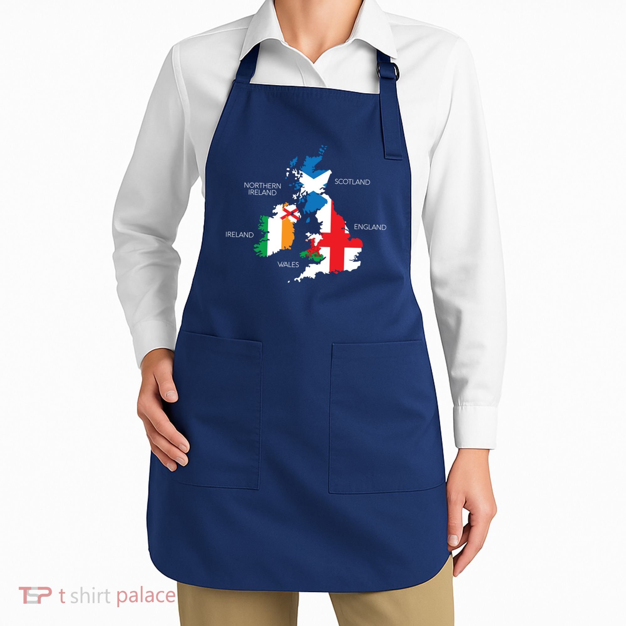 British Isles Sea Ireland Scotland Wales England Map Coins Apron