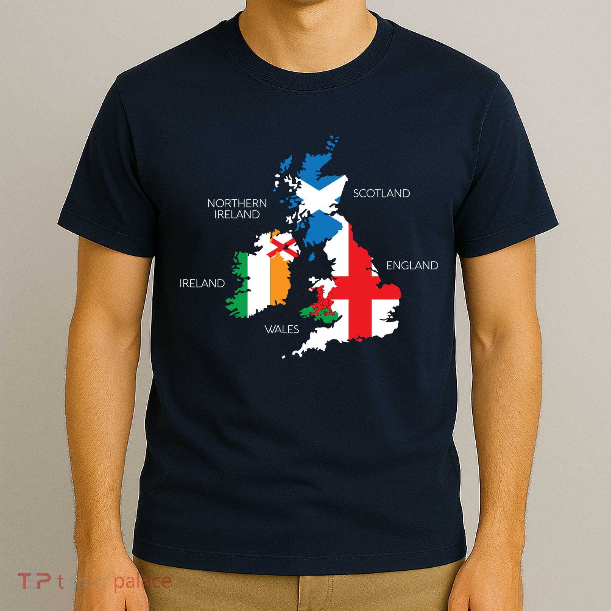 British Isles Sea Ireland Scotland Wales England Map Coins T-Shirt