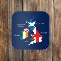 British Isles Sea Ireland Scotland Wales England Map Coins Coaster thumb 0