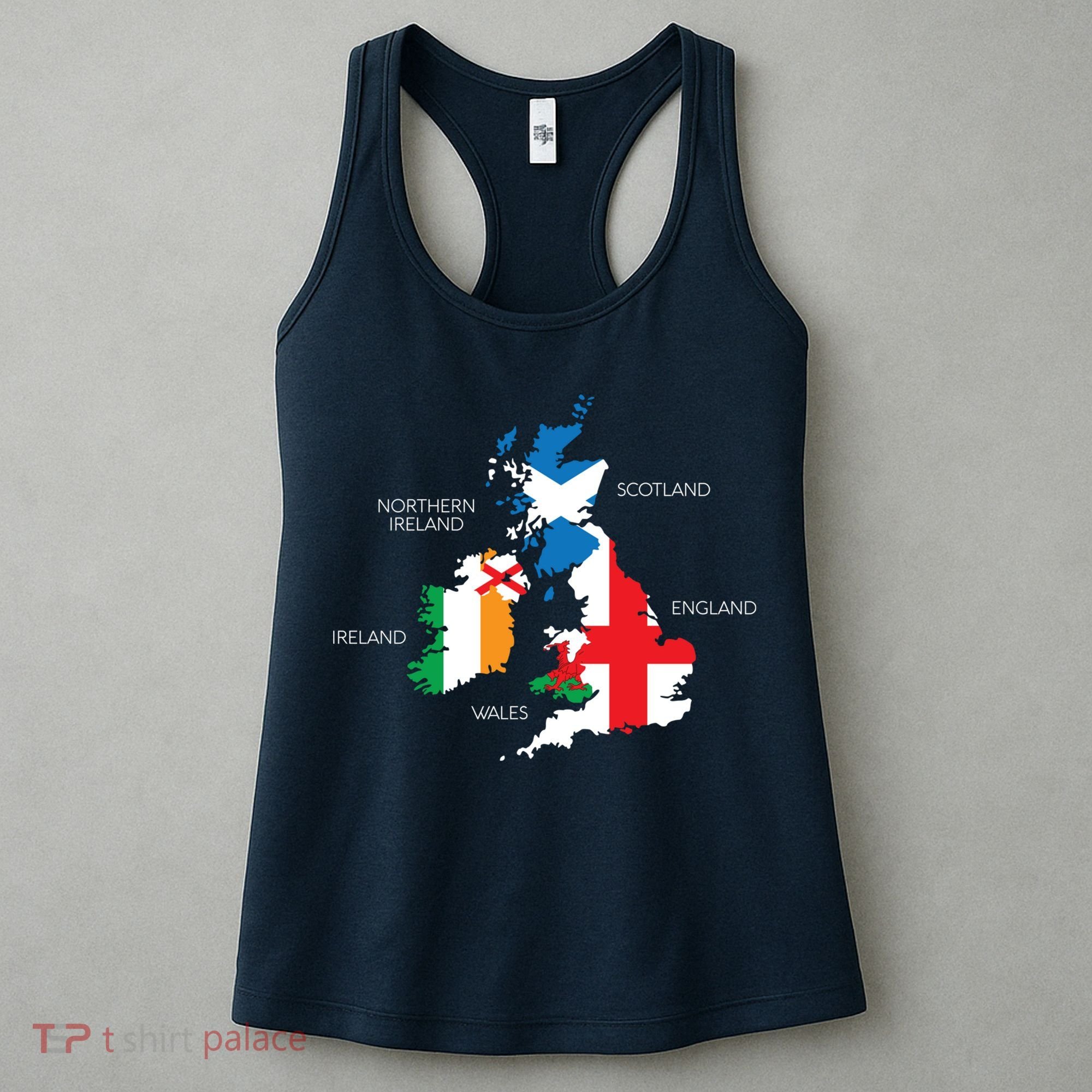 British Isles Sea Ireland Scotland Wales England Map Coins Women's Tank Top