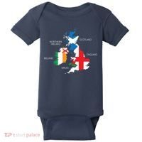 British Isles Sea Ireland Scotland Wales England Map Coins Baby Bodysuit thumb 0