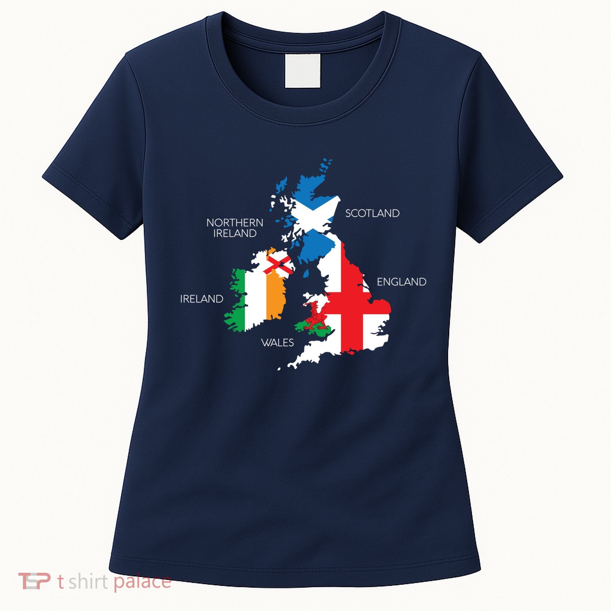 British Isles Sea Ireland Scotland Wales England Map Coins Women's T-Shirt