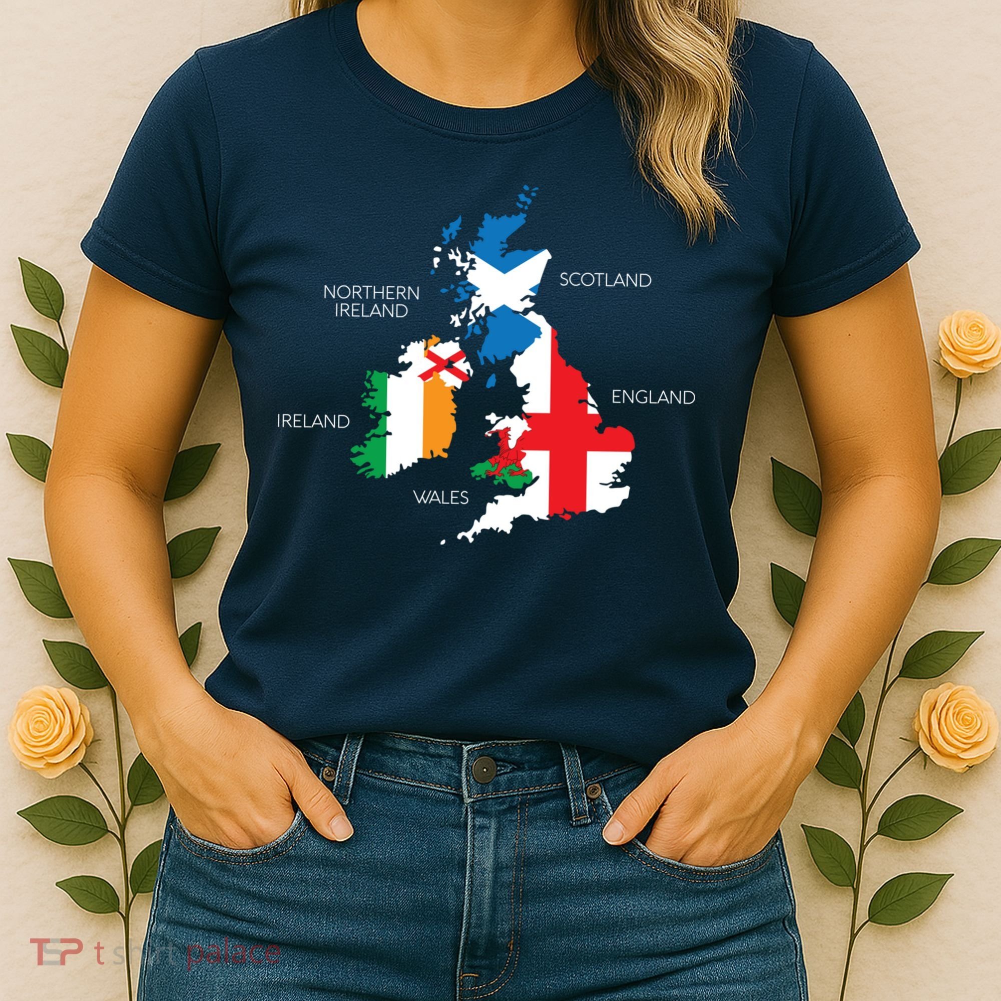 British Isles Sea Ireland Scotland Wales England Map Coins Women's T-Shirt