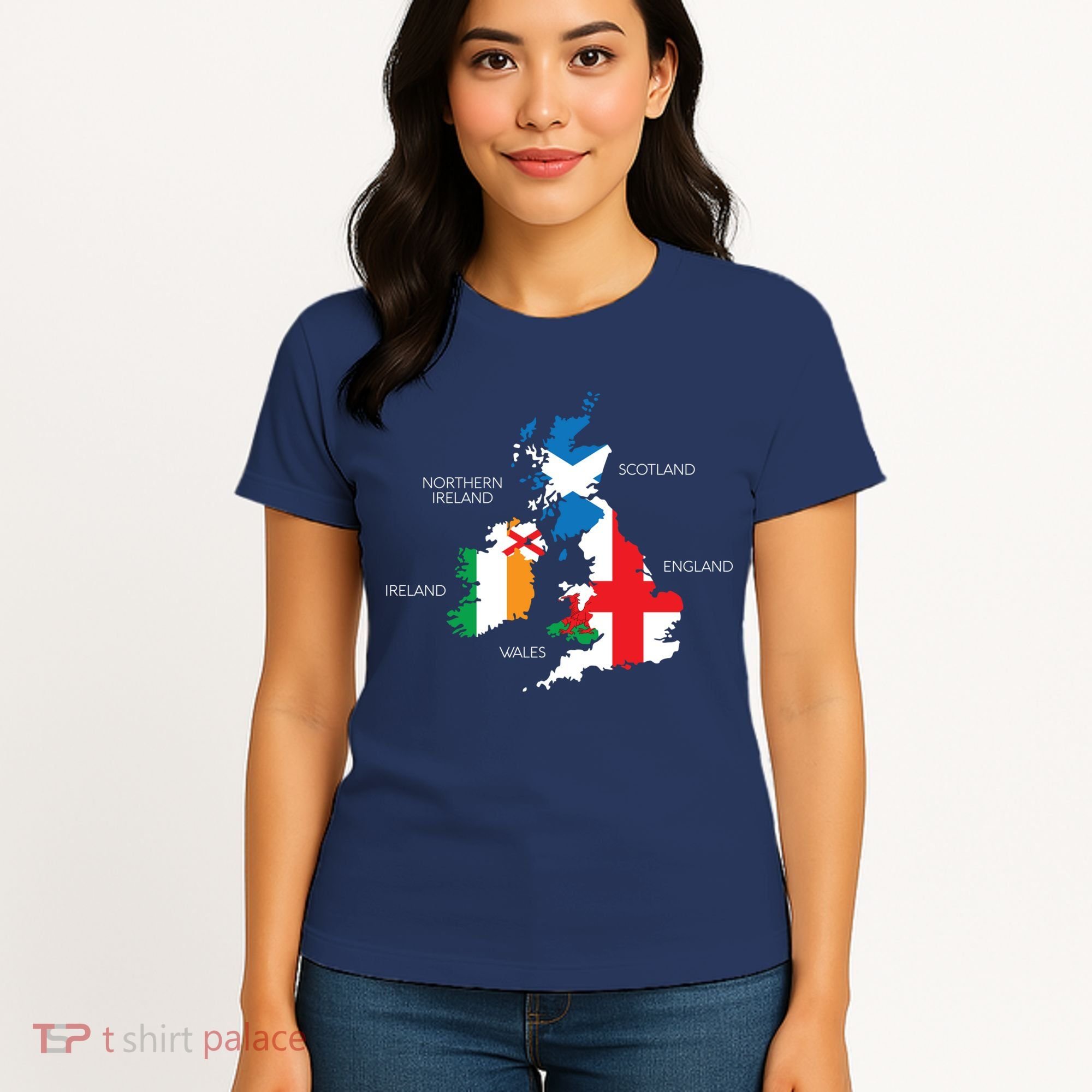 British Isles Sea Ireland Scotland Wales England Map Coins Women's T-Shirt