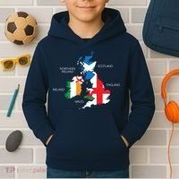 British Isles Sea Ireland Scotland Wales England Map Coins Kids Hoodie thumb 2