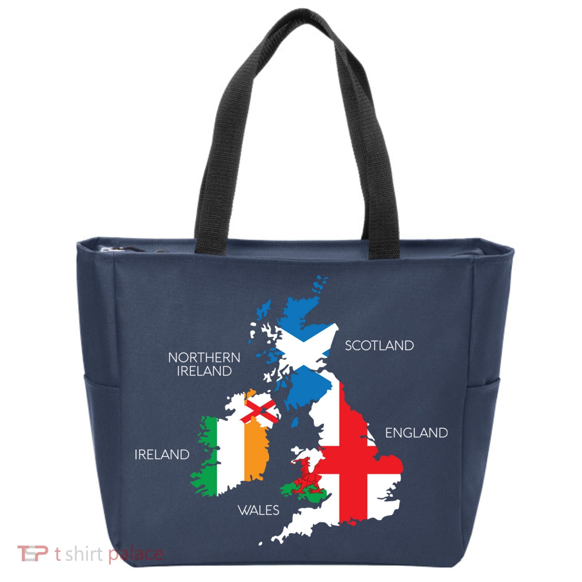 British Isles Sea Ireland Scotland Wales England Map Coins Tote Bag