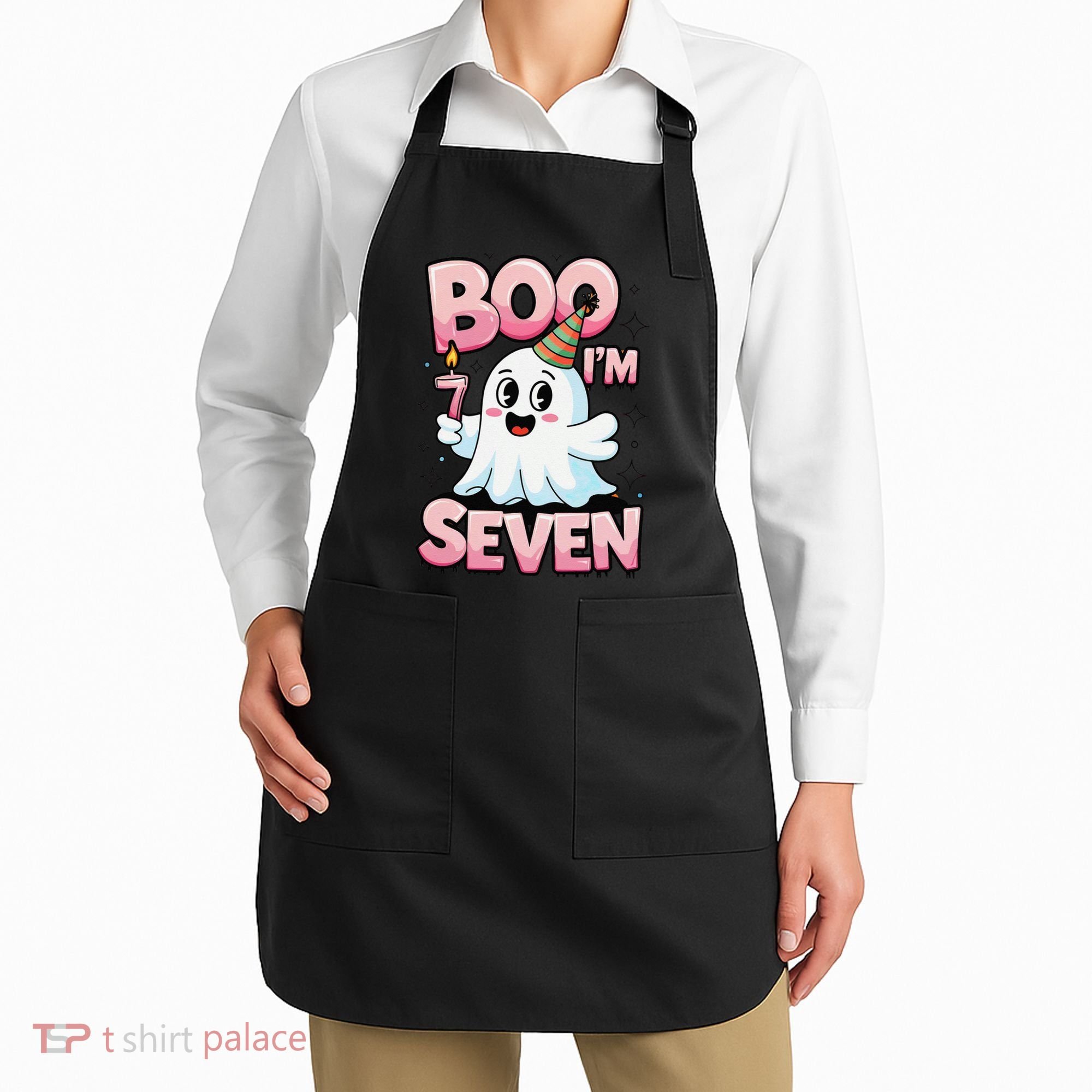 Boo IM Seven Ghost Theme For October Apron