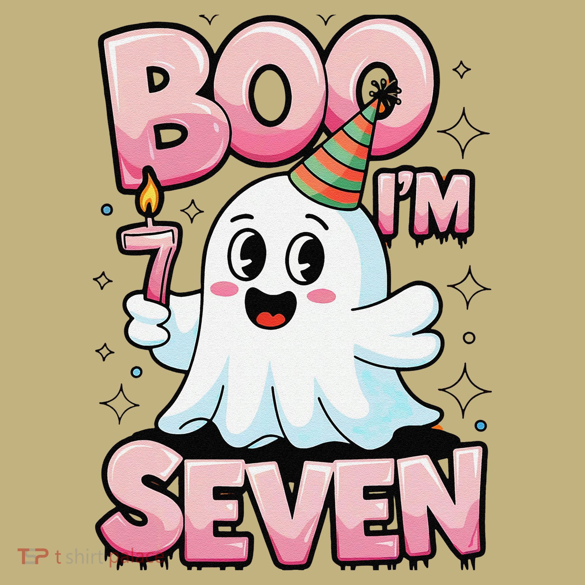 Boo IM Seven Ghost Theme For October Button