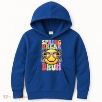 Bruh It's Spring Break Teacher  Kids Hoodie thumb 0