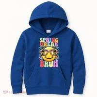 Bruh It's Spring Break Teacher  Kids Hoodie thumb 0