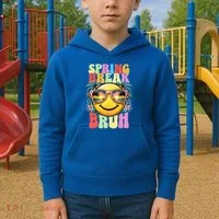 Bruh It's Spring Break Teacher  Kids Hoodie thumb 2