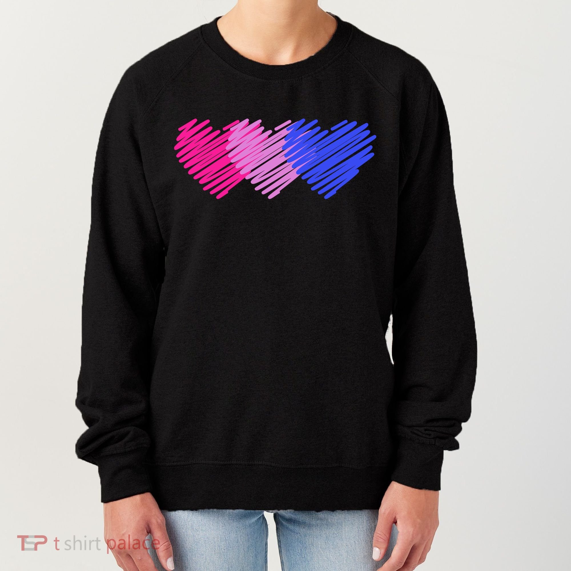 Bisexual Flag Hearts Love LGBT Bi Pride Women's Sweatshirt