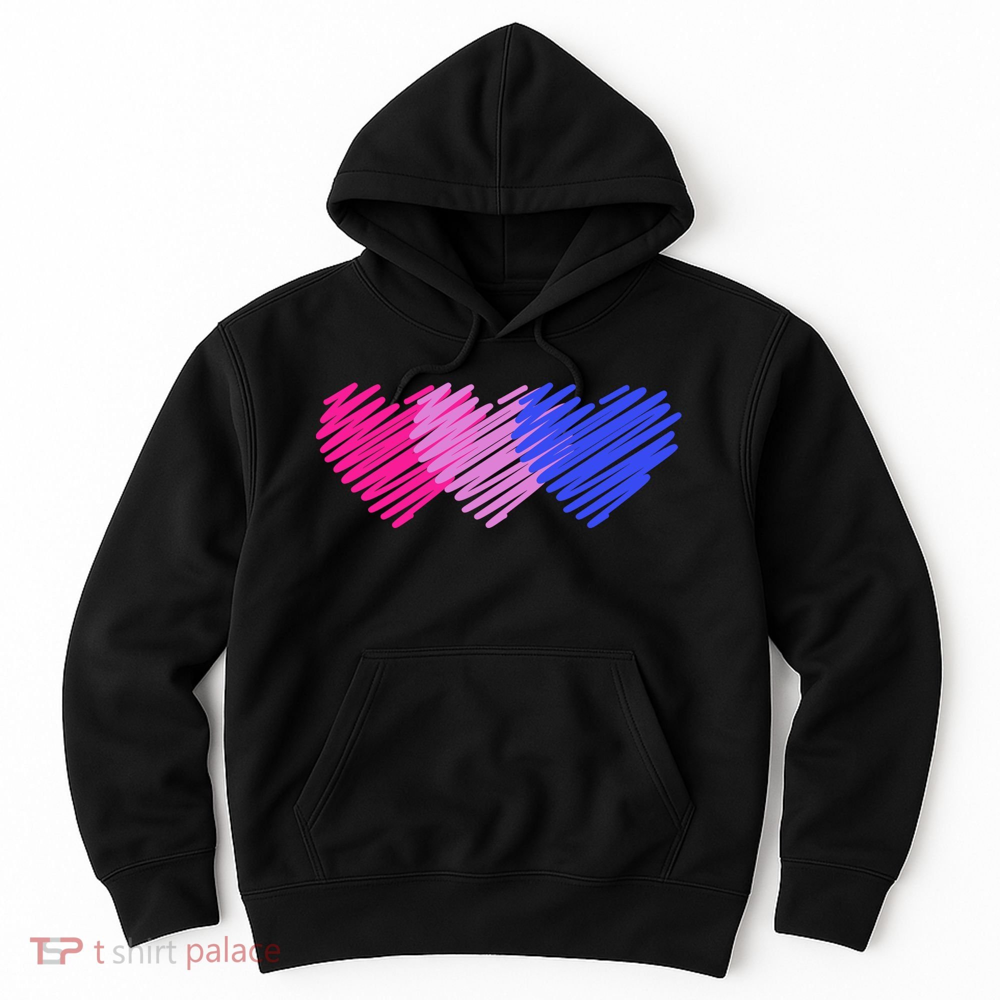 Bisexual Flag Hearts Love LGBT Bi Pride Hoodie
