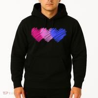 Bisexual Flag Hearts Love LGBT Bi Pride Hoodie thumb 2