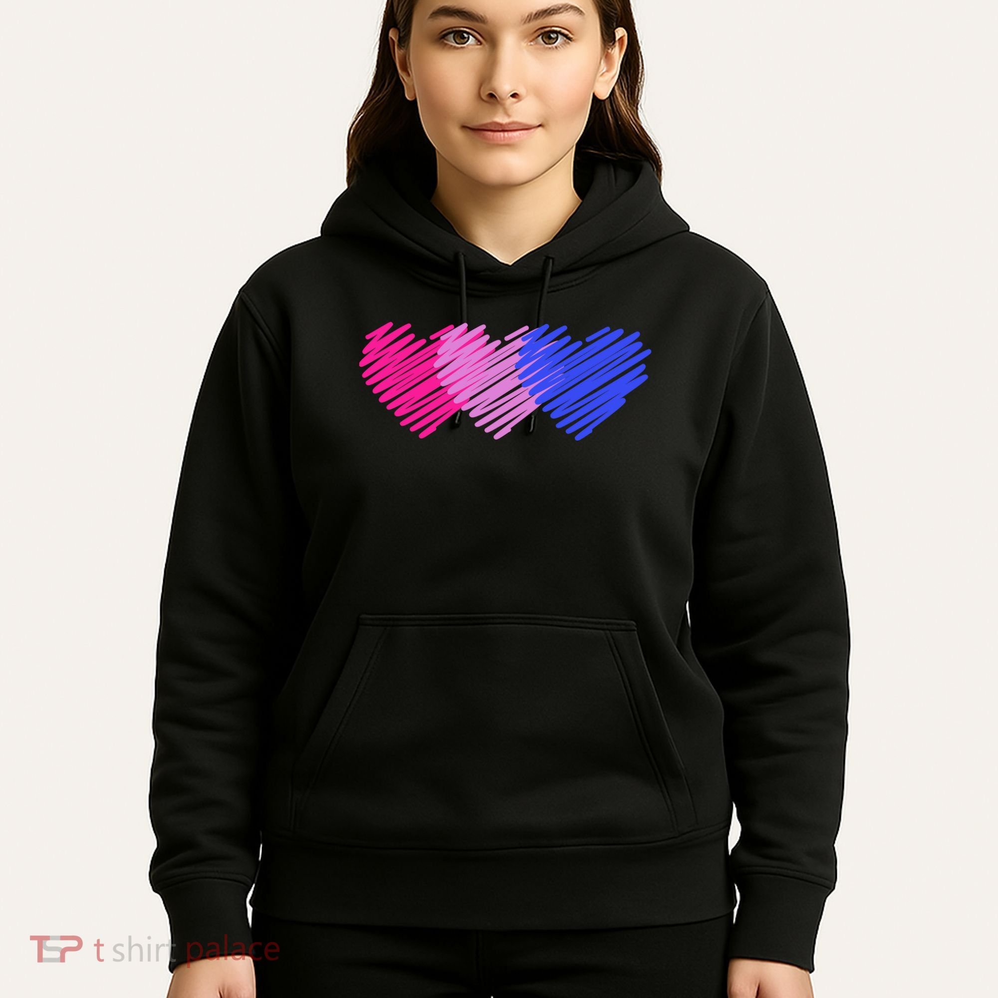 Bisexual Flag Hearts Love LGBT Bi Pride Hoodie