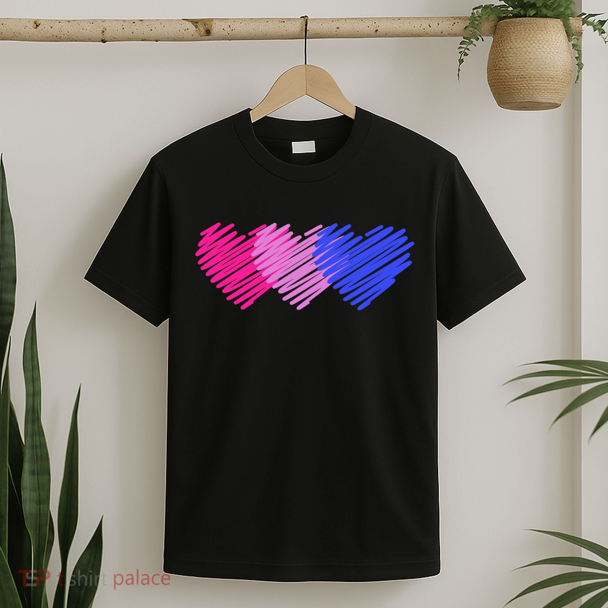 Bisexual Flag Hearts Love LGBT Bi Pride T-Shirt