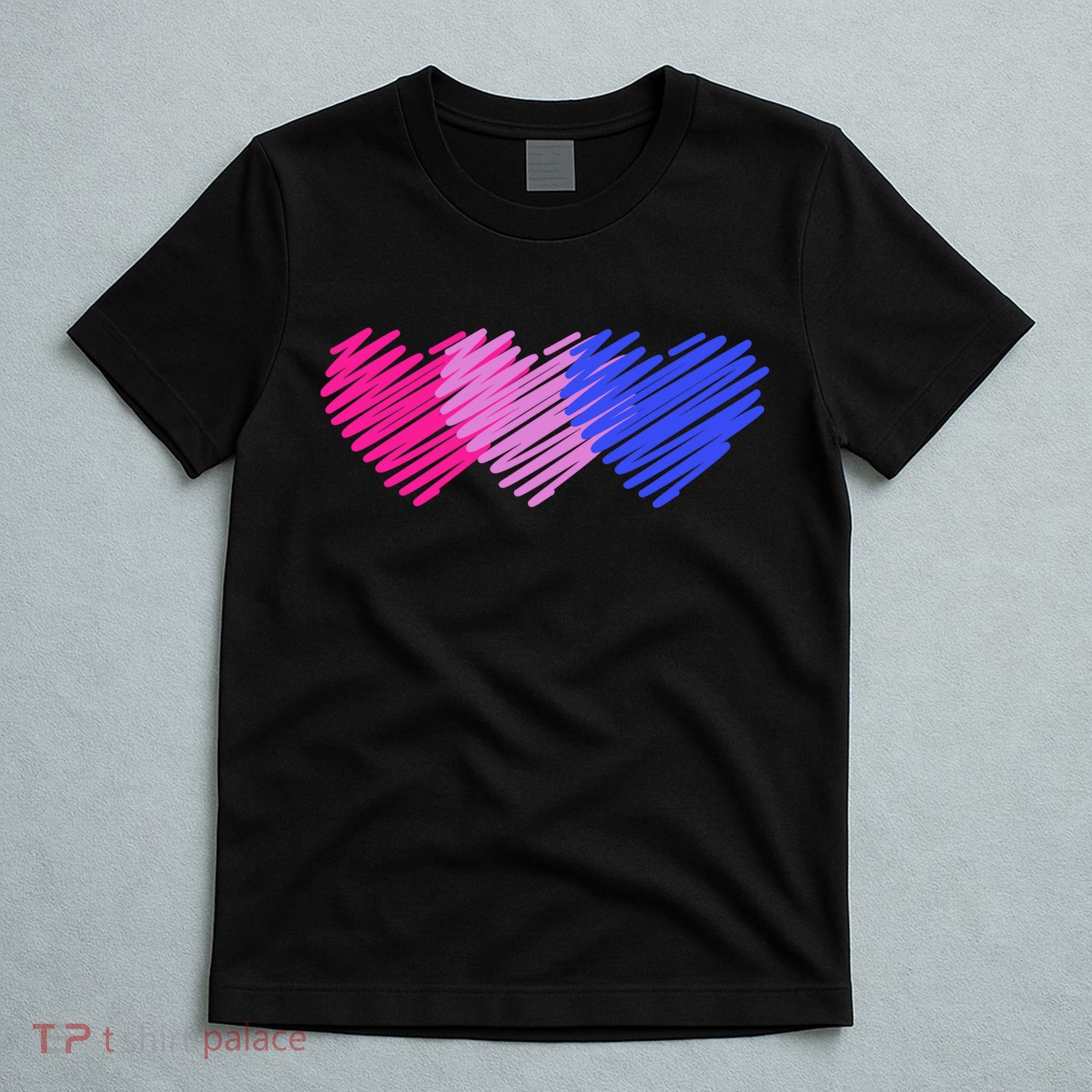 Bisexual Flag Hearts Love LGBT Bi Pride T-Shirt