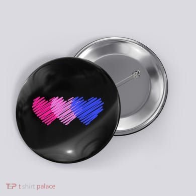 Bisexual Flag Hearts Love LGBT Bi Pride Button