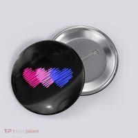 Bisexual Flag Hearts Love LGBT Bi Pride Button thumb 0