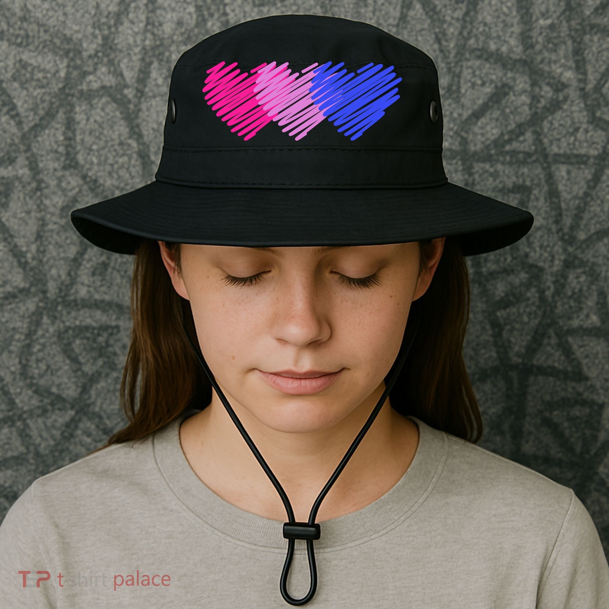 Bisexual Flag Hearts Love LGBT Bi Pride Bucket Hat