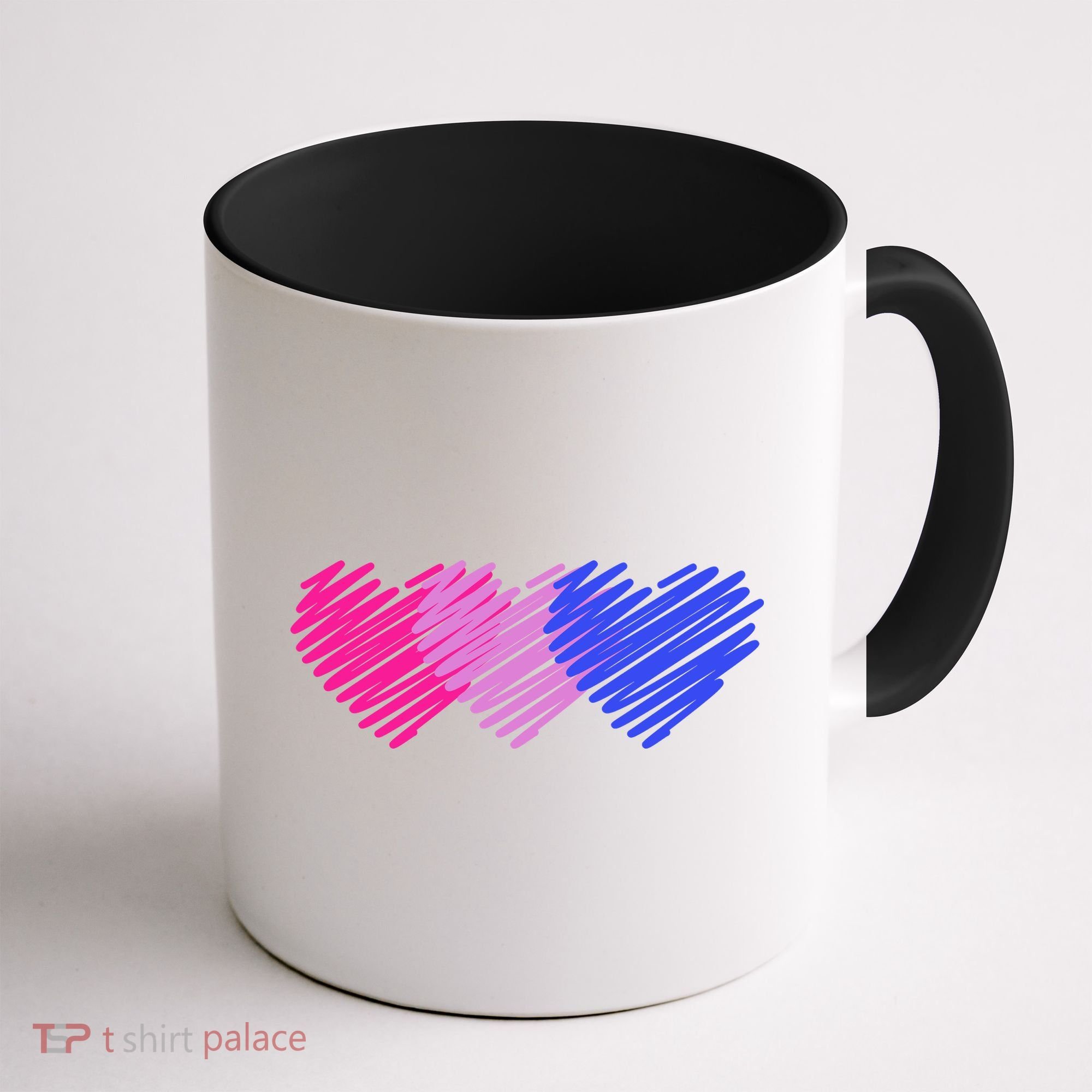 Bisexual Flag Hearts Love LGBT Bi Pride Coffee Mug