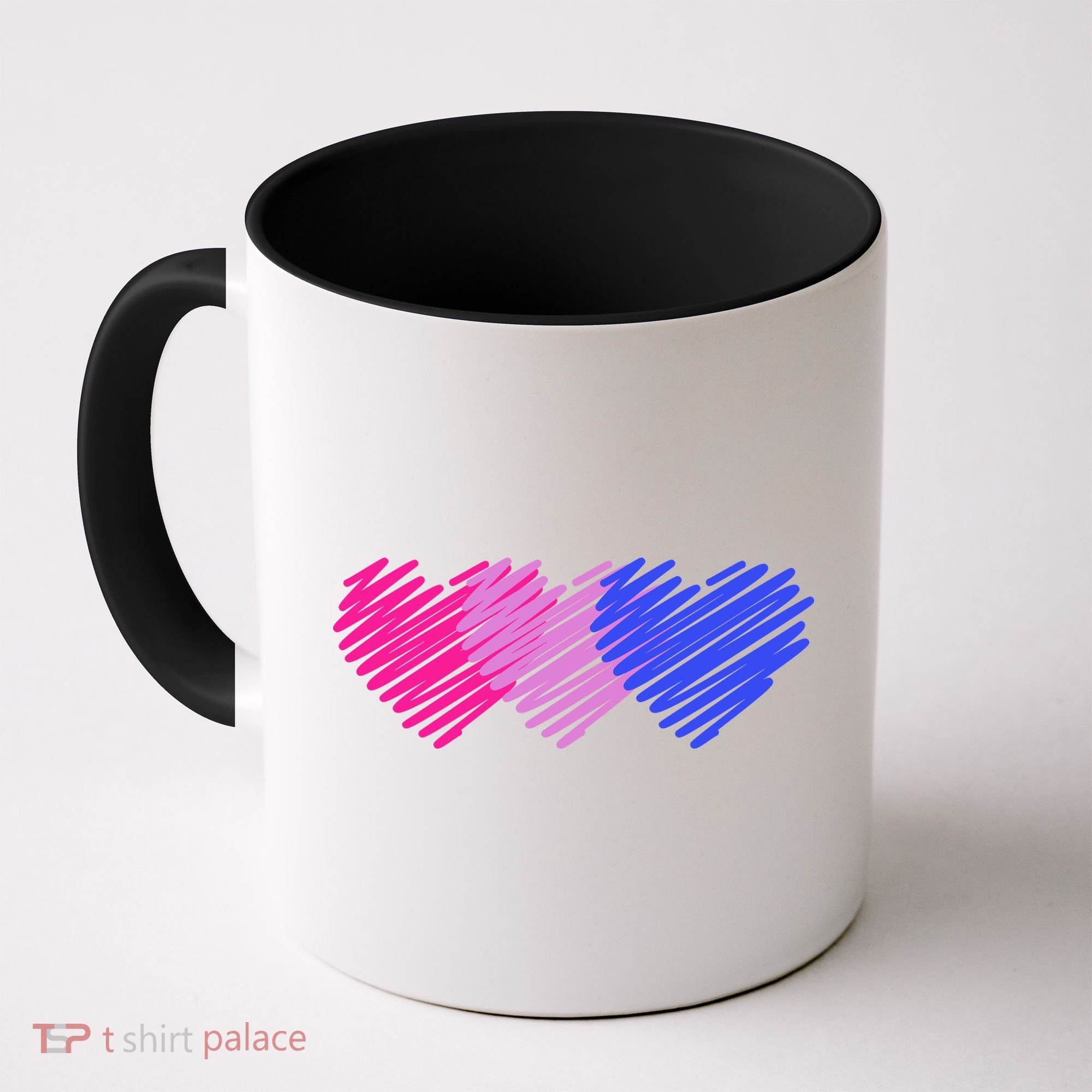 Bisexual Flag Hearts Love LGBT Bi Pride Coffee Mug
