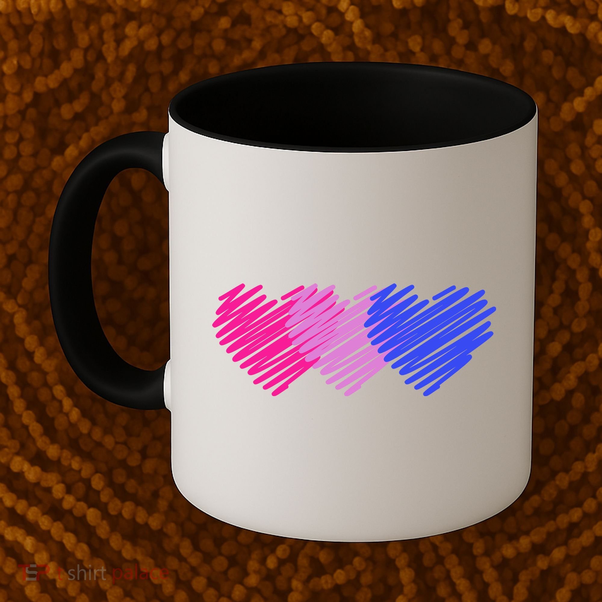 Bisexual Flag Hearts Love LGBT Bi Pride Coffee Mug