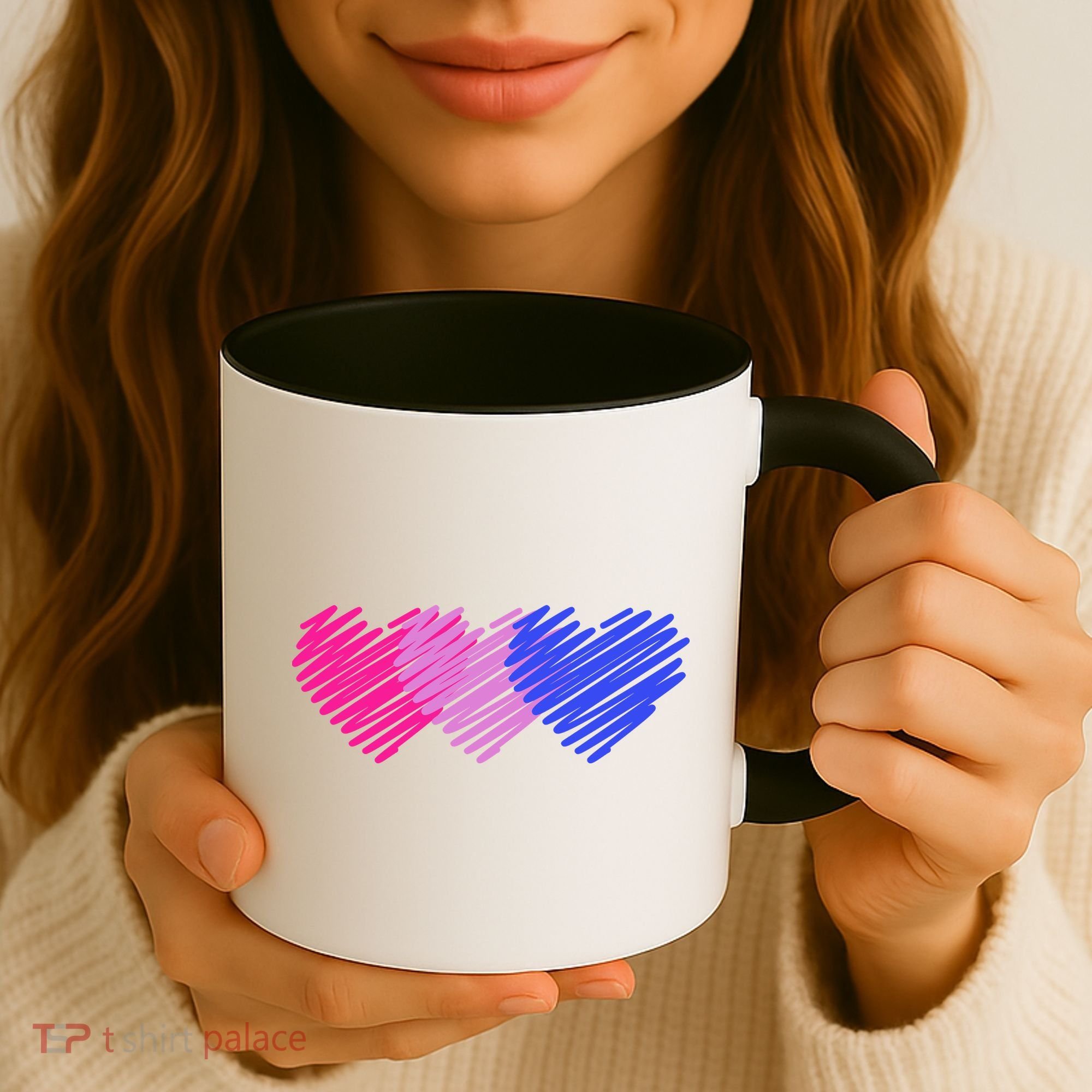 Bisexual Flag Hearts Love LGBT Bi Pride Coffee Mug