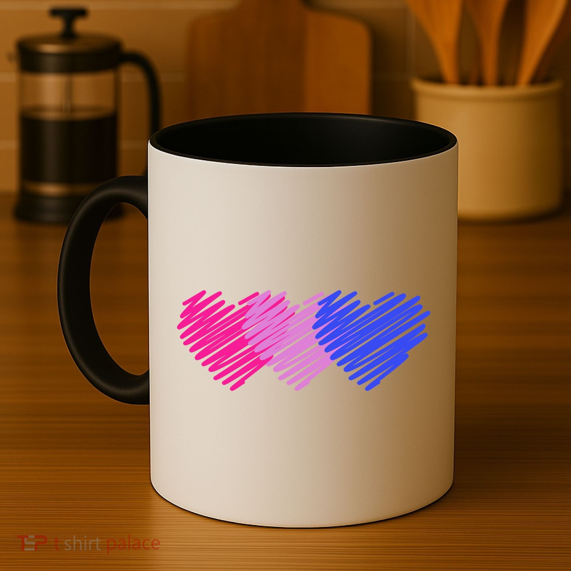 Bisexual Flag Hearts Love LGBT Bi Pride Coffee Mug