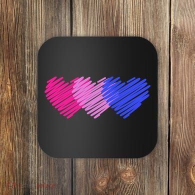 Bisexual Flag Hearts Love LGBT Bi Pride Coaster