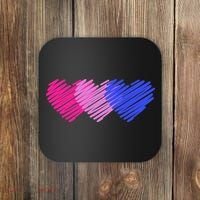 Bisexual Flag Hearts Love LGBT Bi Pride Coaster thumb 0