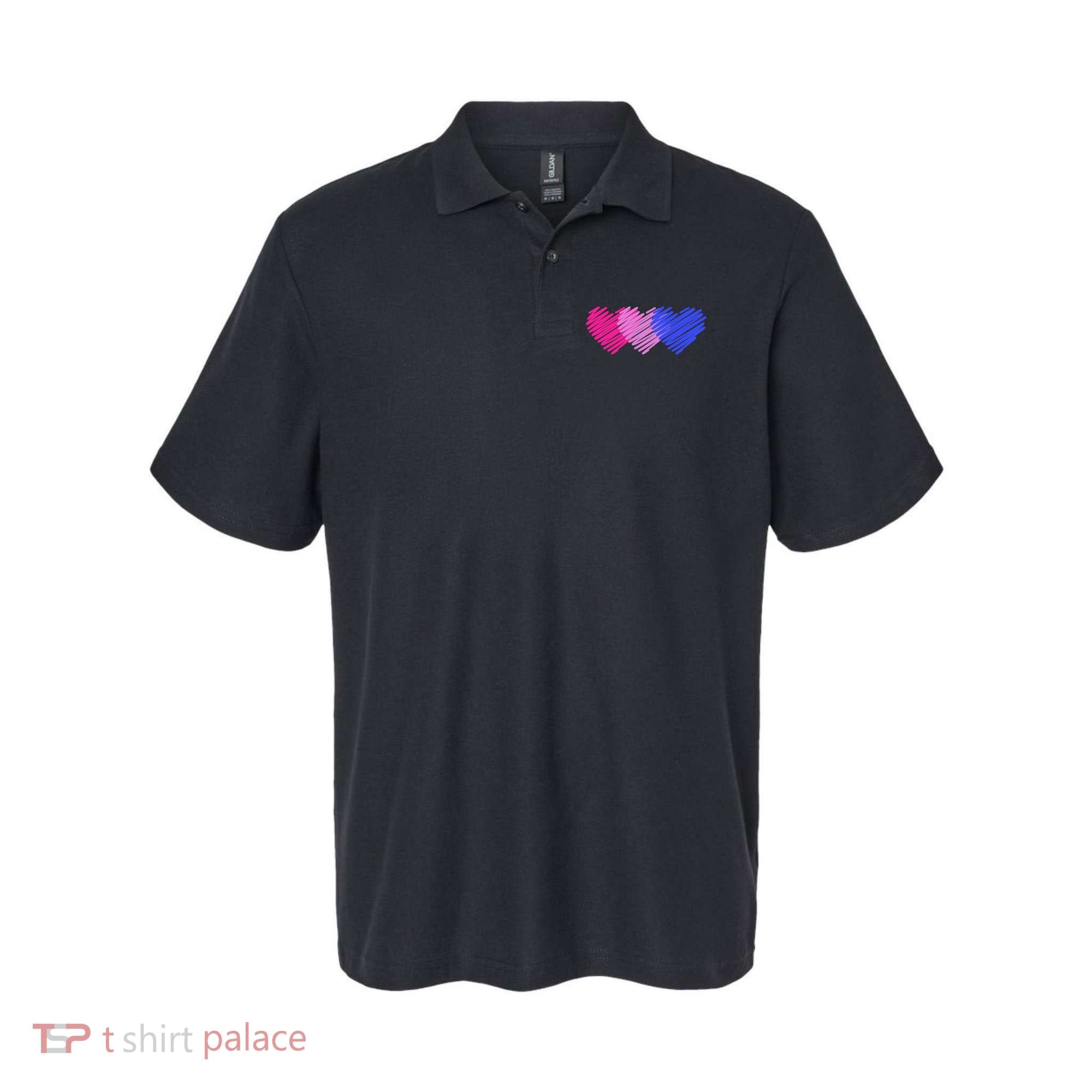 Bisexual Flag Hearts Love LGBT Bi Pride Polo